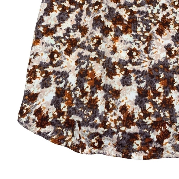 H&M Brown Cream Boho Printed Neutral Dressy Short with Elastic Band Size 8 - Picture 6 of 13